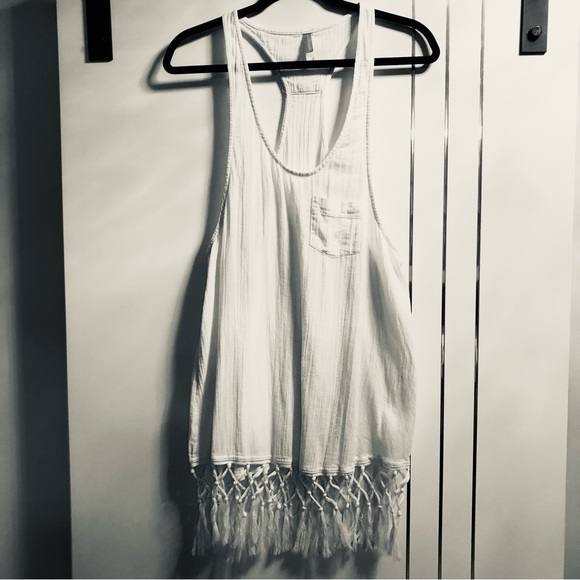 Victoria Secret XS white Racerback Tank/swim Coverup with Tassel Fringe - Picture 8 of 10